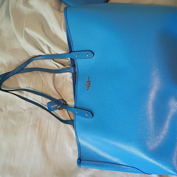 Coach Reversible Tote Vibrant BlueTo Soft Black&Gray NWOT Perfect 2in1 Bag - Picture 14 of 16